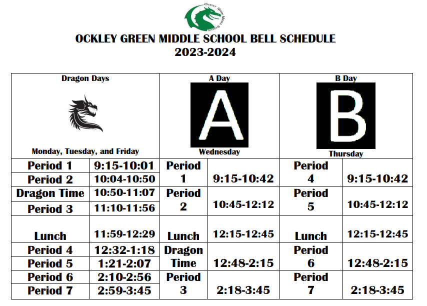Ockley Green Middle School Bell Schedule